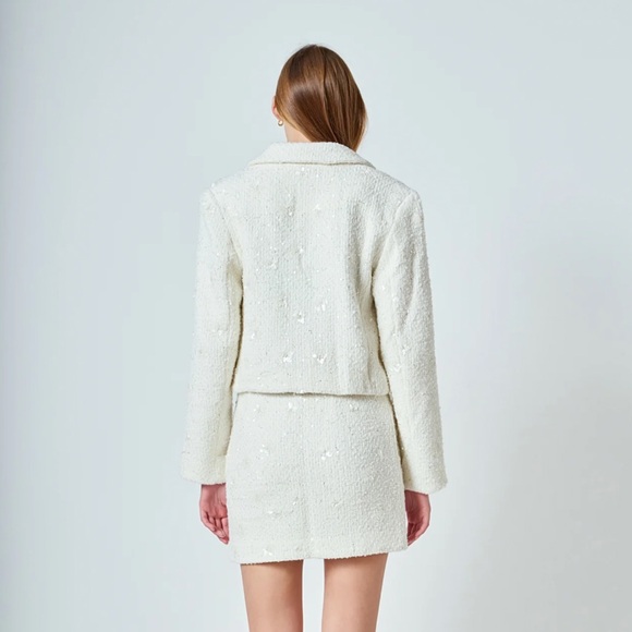 NWT Endless Rose White Sequin Mini Skirt - Picture 3 of 9